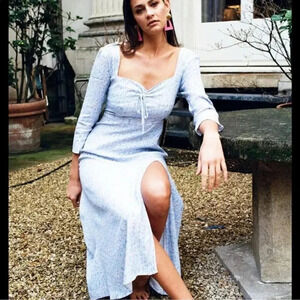 RIXO Light Blue Midi Dress